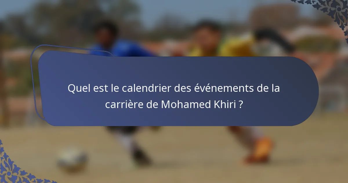 Quel est le calendrier des événements de la carrière de Mohamed Khiri ?