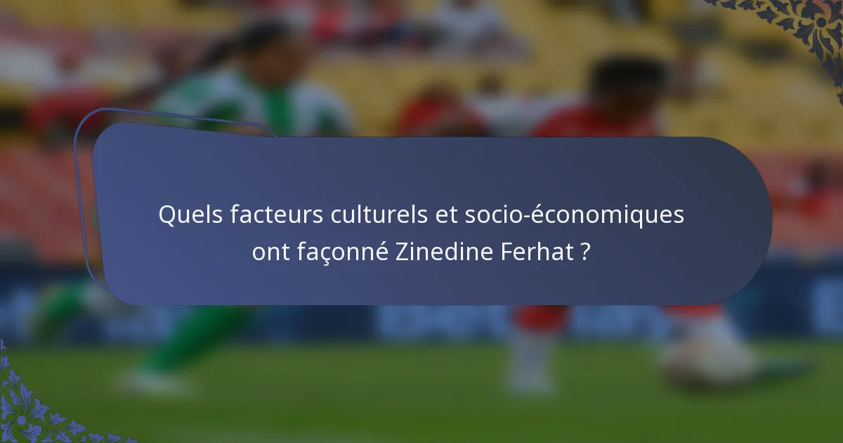 Quels facteurs culturels et socio-économiques ont façonné Zinedine Ferhat ?